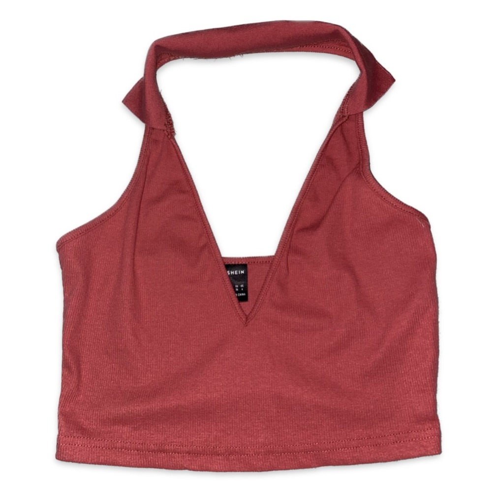 Watermelon Open-back Halter Crop-top